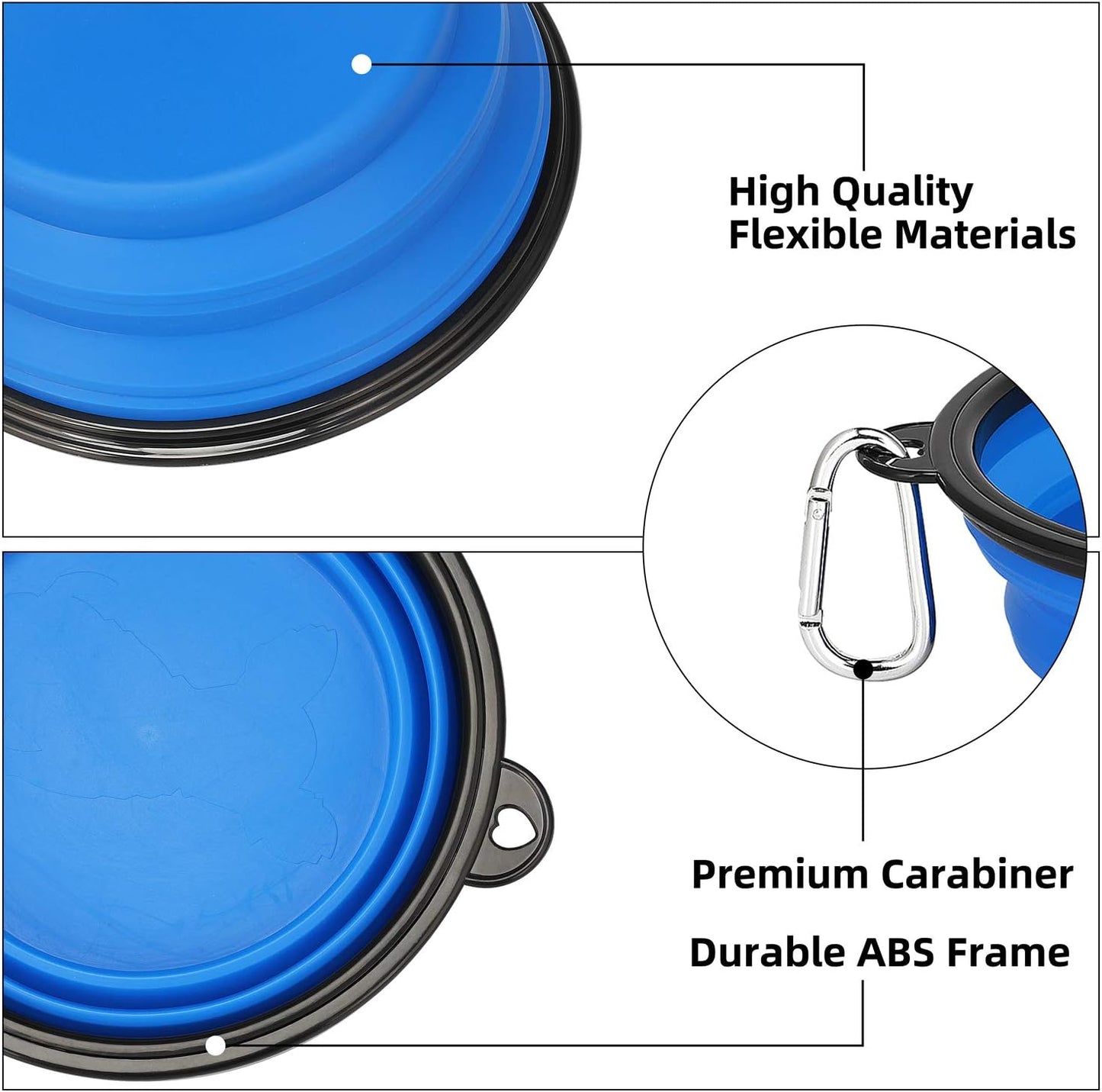 Collapsible Dog Bowls 2-Pack (34oz) – Portable Foldable Pet Travel Bowls with Clasp for Food & Water – Kytely (Blue & Green)