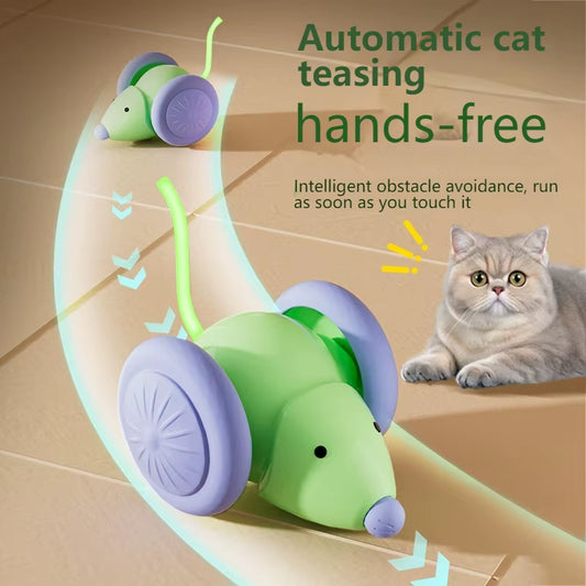Interactive Electric Cat Toy – Smart Mouse Car with Obstacle Avoidance & Automatic Teaser