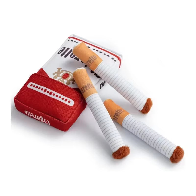 Creative Cigarette Interactive Dog Toy – Funny Plush Squeaky Chew Toy for Teeth Cleaning & Stress Relief