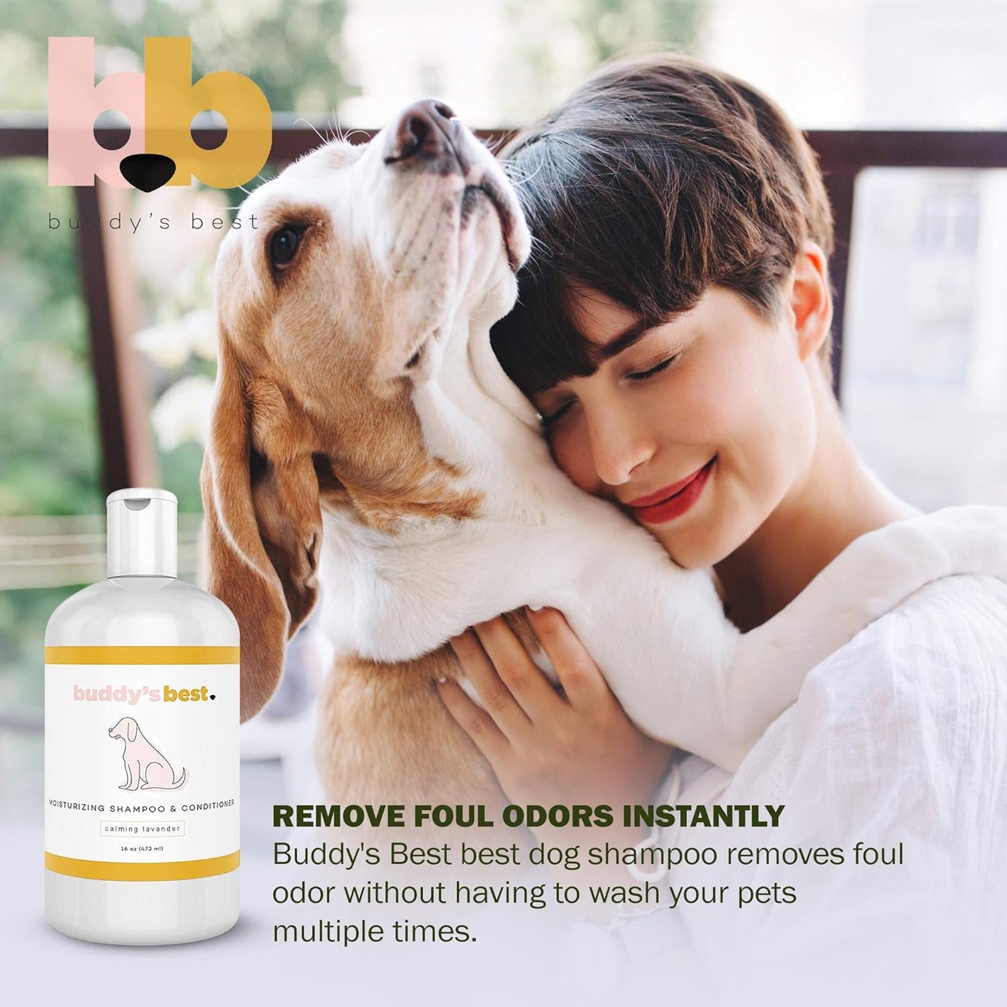 Buddy’s Best Oatmeal Dog Shampoo & Conditioner – Hypoallergenic, Lavender Scent, Moisturizing for Sensitive Skin – 16 oz