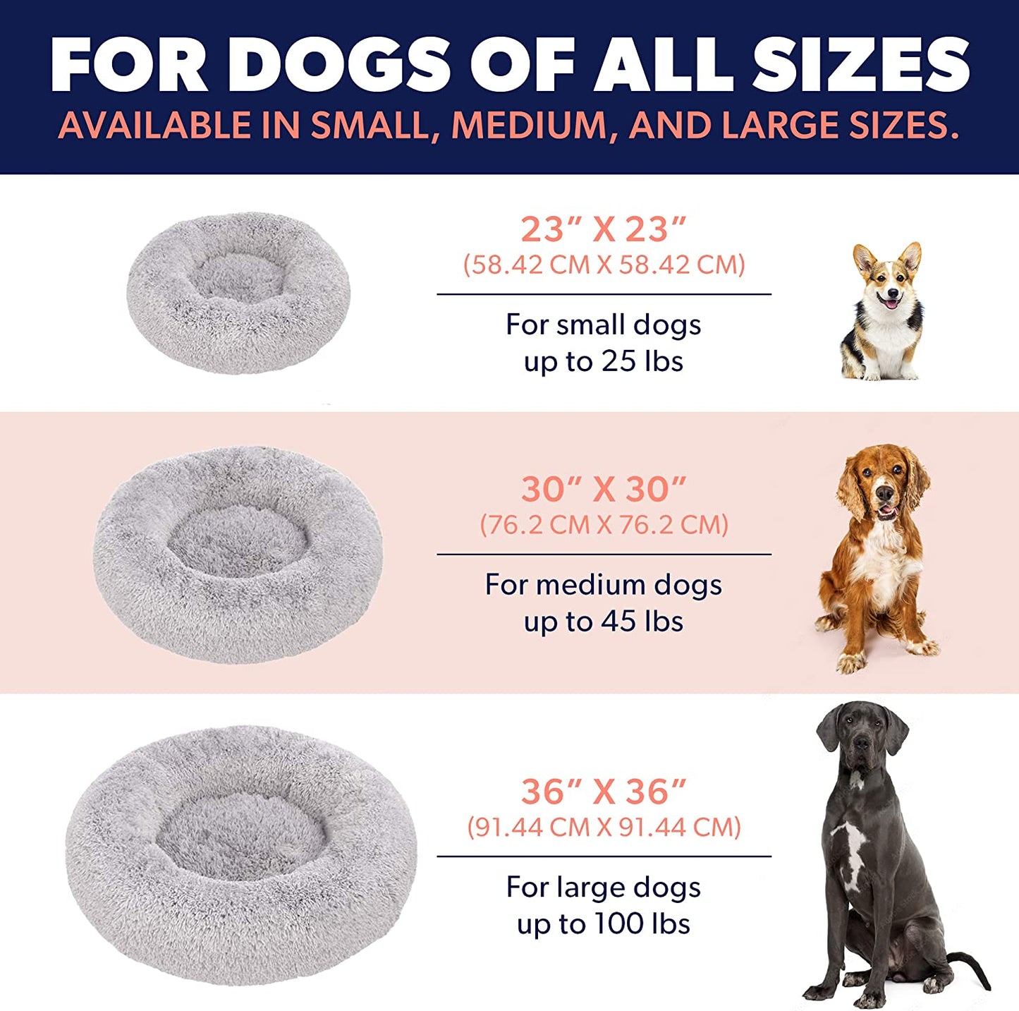 Small Light Grey Calming Orthopedic Dog Bed – Anti-Anxiety Donut Bed for Dogs up to 25 lbs – Joint Support, Washable, Faux Fur Comfort