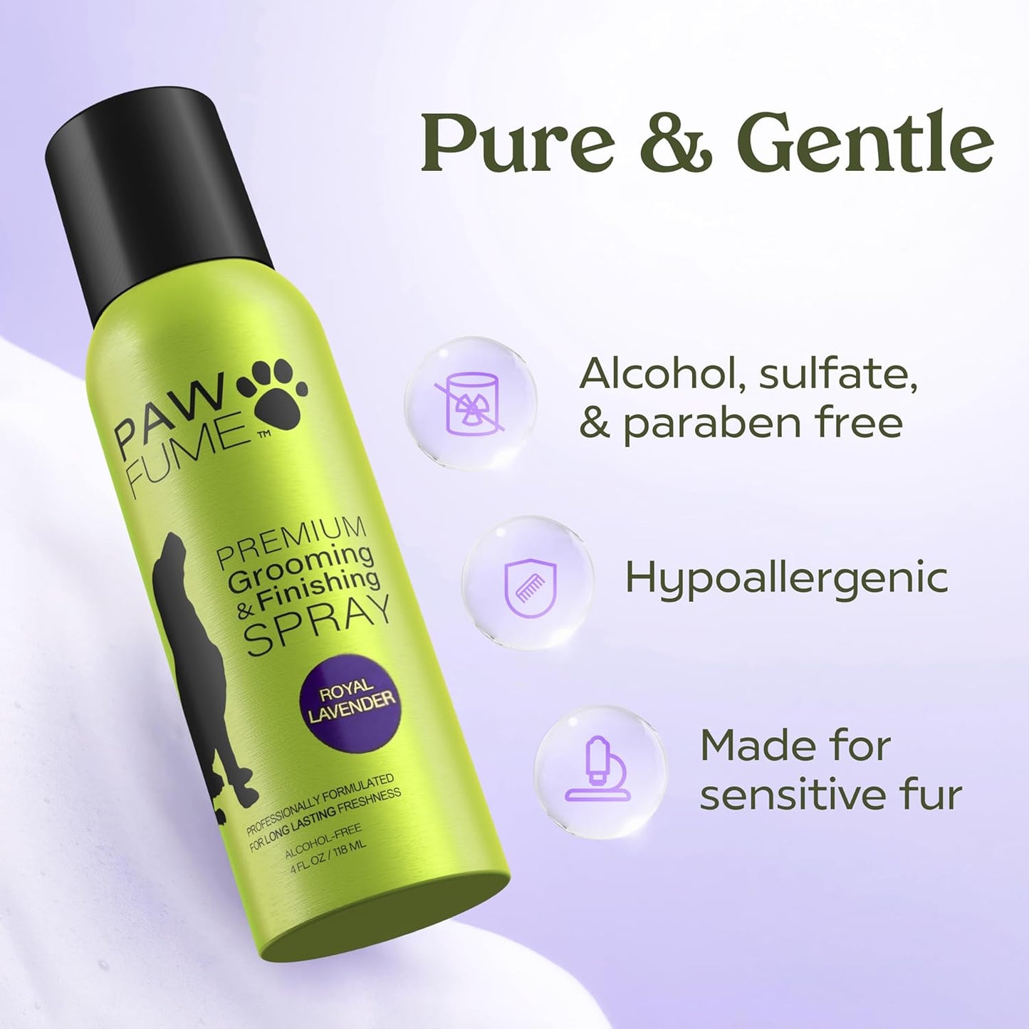 Pawfume Dog Detangler Grooming Spray – Royal Lavender – Long-Lasting Freshness, Hypoallergenic & Alcohol-Free – Coat Deodorizer & Moisturizer – 8oz