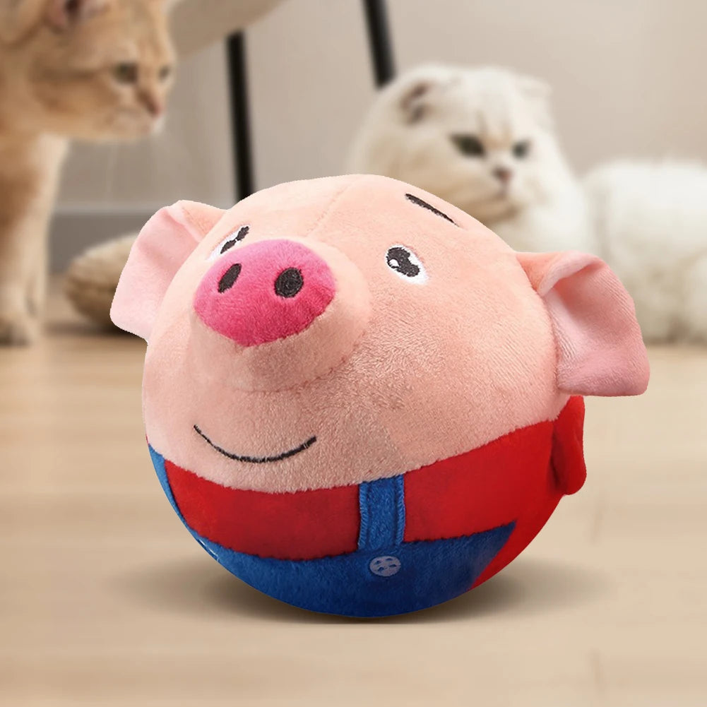 Interactive Plush Dog Toy – Self-Moving Bouncing Ball with Sound & Bite-Resistant Design