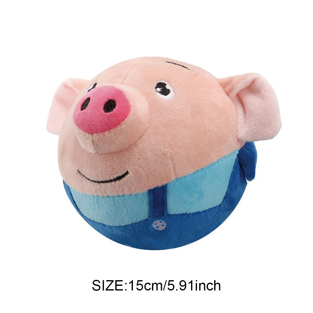 Interactive Plush Dog Toy – Self-Moving Bouncing Ball with Sound & Bite-Resistant Design