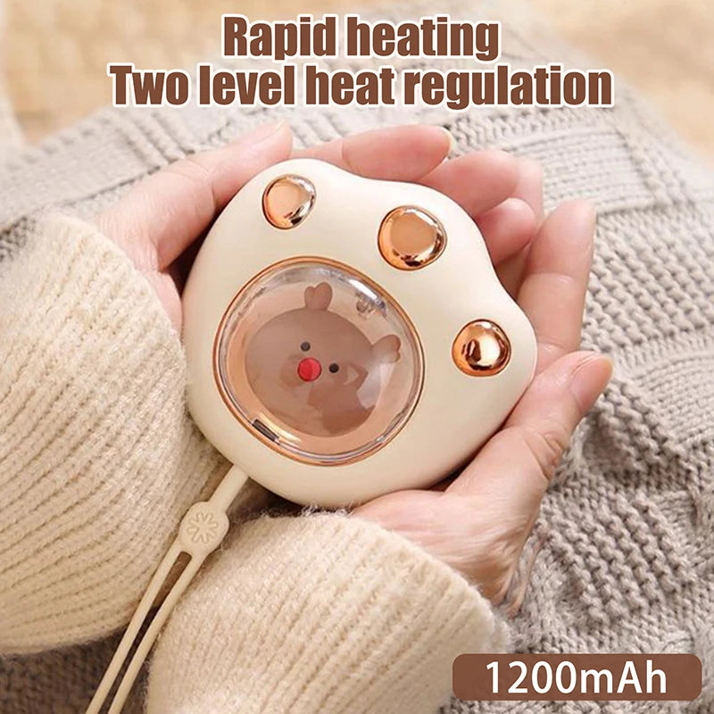 Rechargeable Cat Paw Hand Warmer – 1200mAh Portable USB Heater