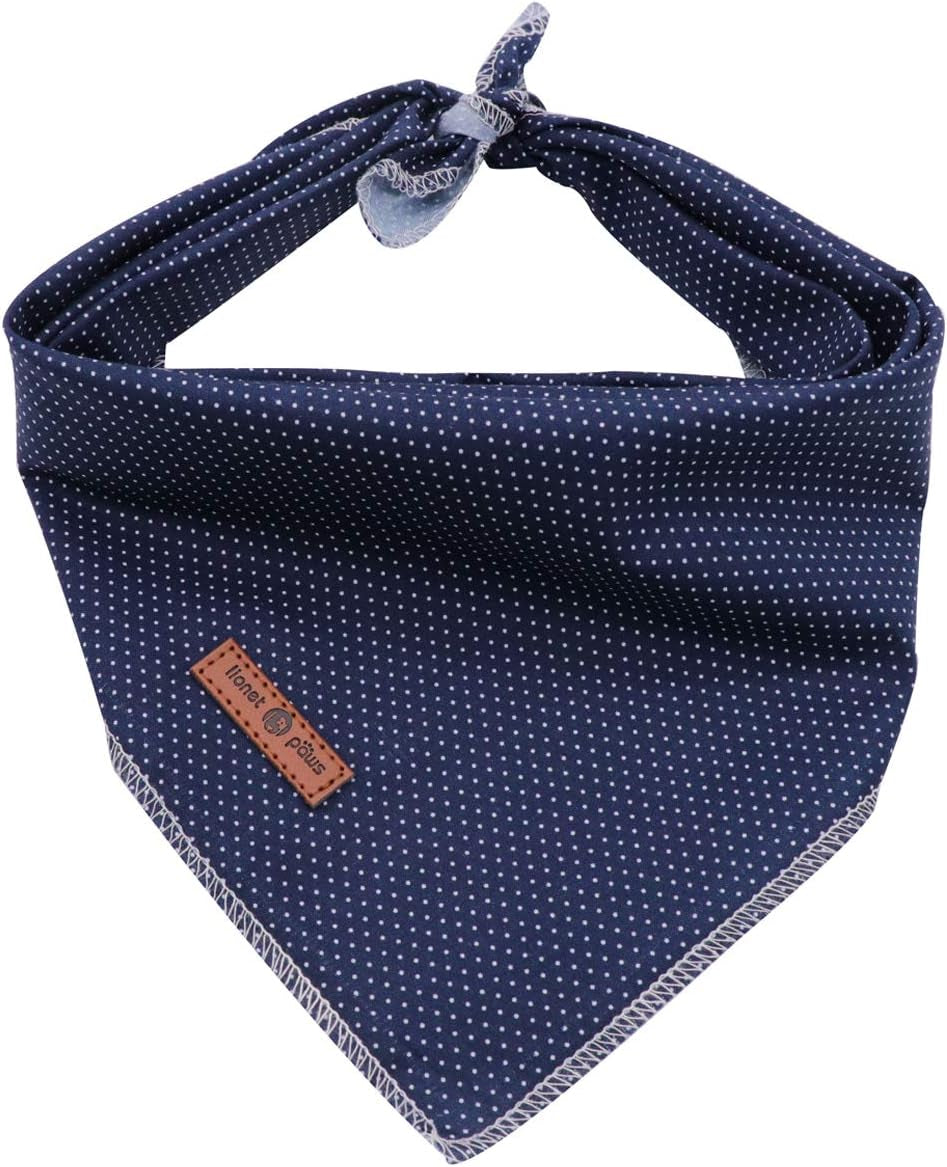 Cotton Dog Bandana – Triangle Scarf for Small, Medium & Large Dogs or Cats – Soft Kerchief Bib – Blue Pattern