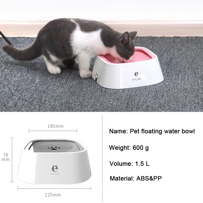 No-Spill Floating Pet Water Bowl – Anti-Wet Mouth & Slow Feeder