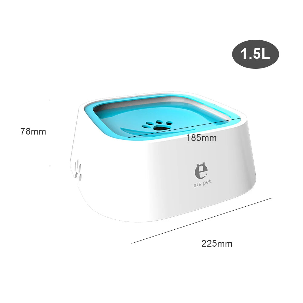 1.5L No-Spill Floating Pet Water Bowl – Anti-Wet Mouth & Slow Feeder