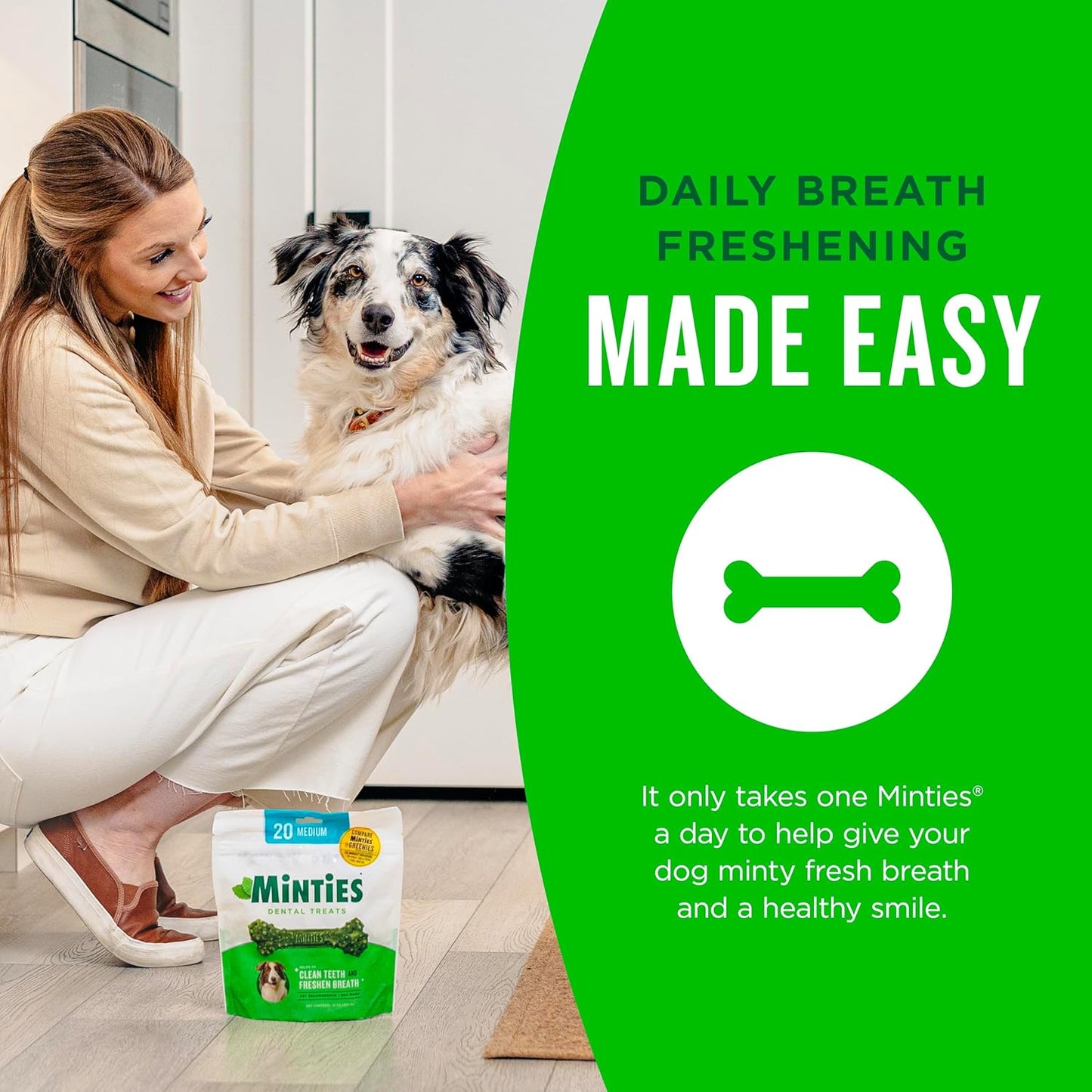 Dental Chews for Dogs, 40 Count, Vet-Recommended Mint-Flavored Treats for Tiny/Small Dogs 5-24 Lbs, Dental Bones Clean Teeth, Fight Bad Breath, and Removes Plaque and Tartar