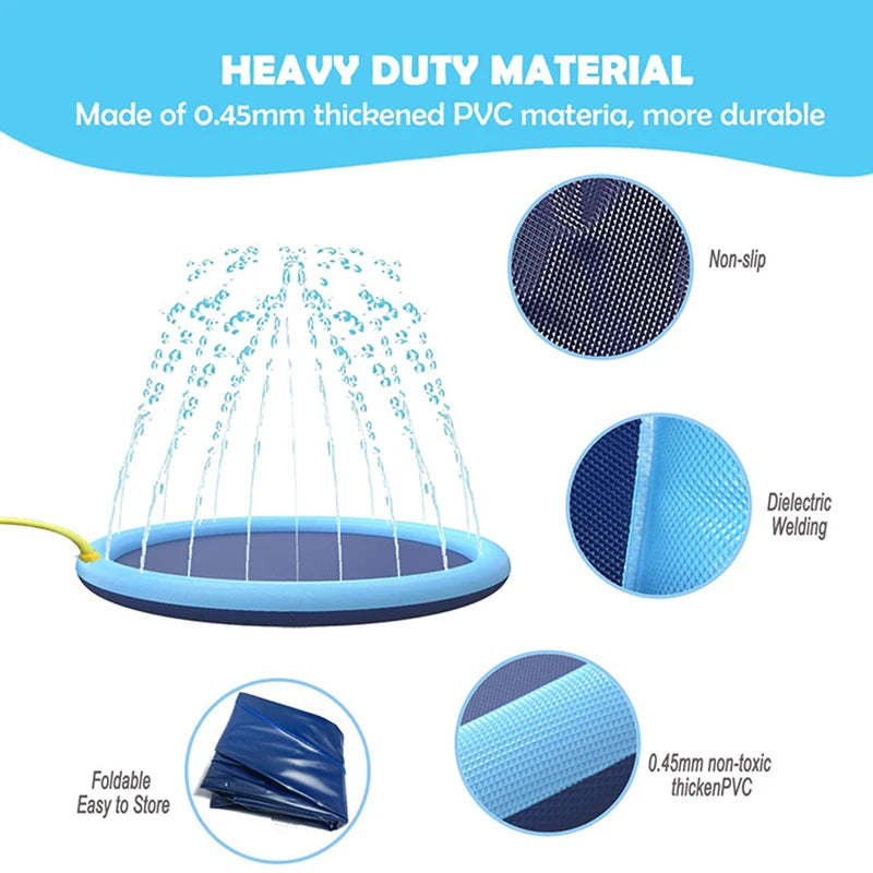 Dog Splash Pad – PVC Outdoor Water Play Mat for Summer Cooling Fun