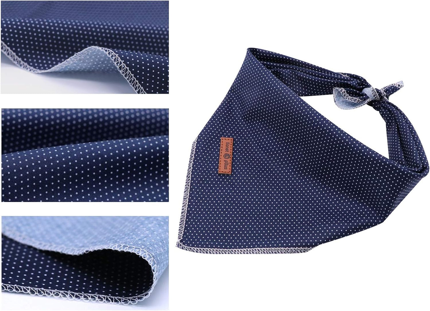 Cotton Dog Bandana – Triangle Scarf for Small, Medium & Large Dogs or Cats – Soft Kerchief Bib – Blue Pattern