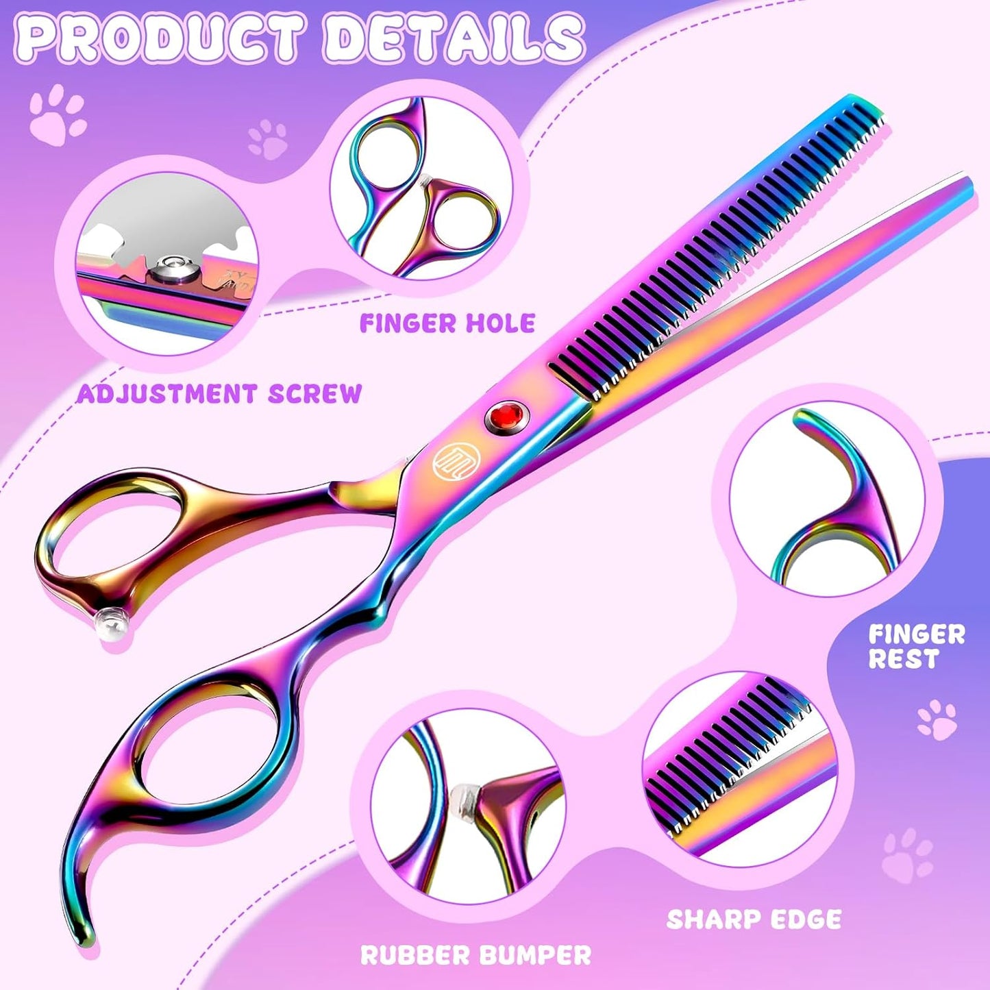 Professional Dog Grooming Scissors Set – 7"/8" Japanese Steel Shears – Straight, Curved, Thinning & Chunkers + Grooming Comb