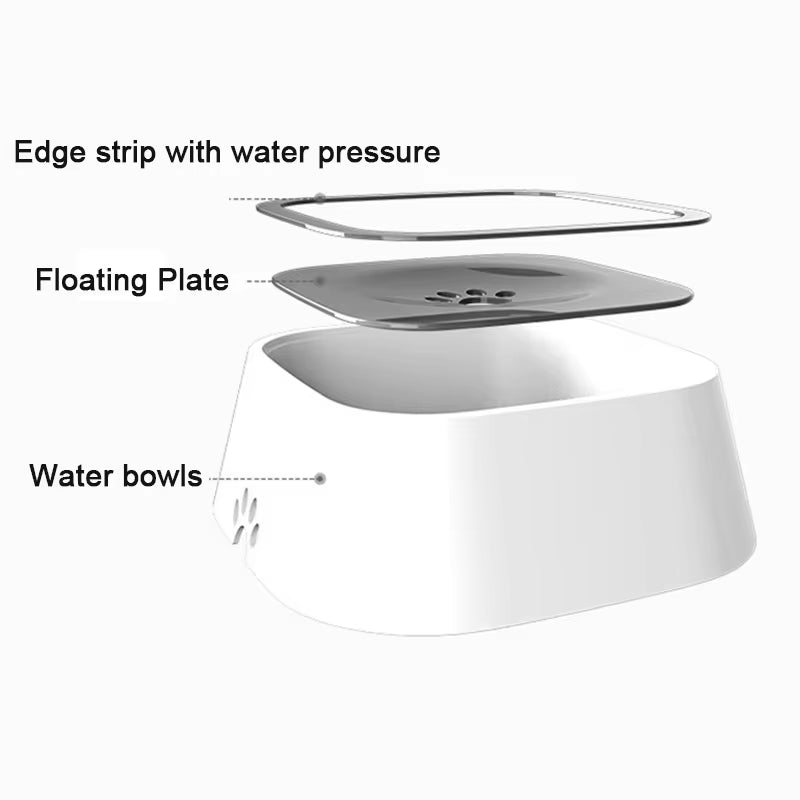 No-Spill Floating Pet Water Bowl – Anti-Wet Mouth & Slow Feeder