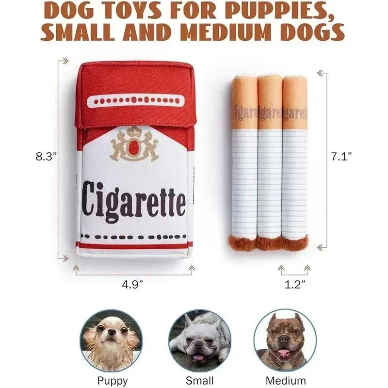 Fun Plush Interactive Cigarette Dog Toy - Chew-Friendly, Giggle Gift Box for Playful Dogs!