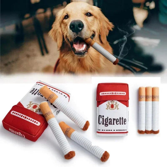 Fun Plush Interactive Cigarette Dog Toy - Chew-Friendly, Giggle Gift Box for Playful Dogs!
