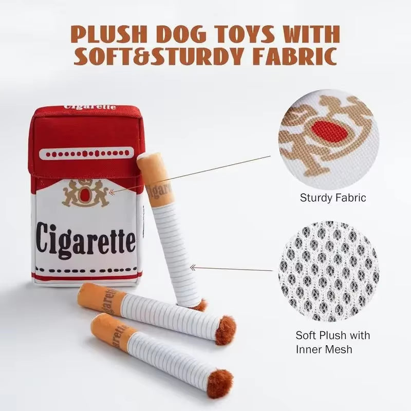 Creative Cigarette Interactive Dog Toy – Funny Plush Squeaky Chew Toy for Teeth Cleaning & Stress Relief