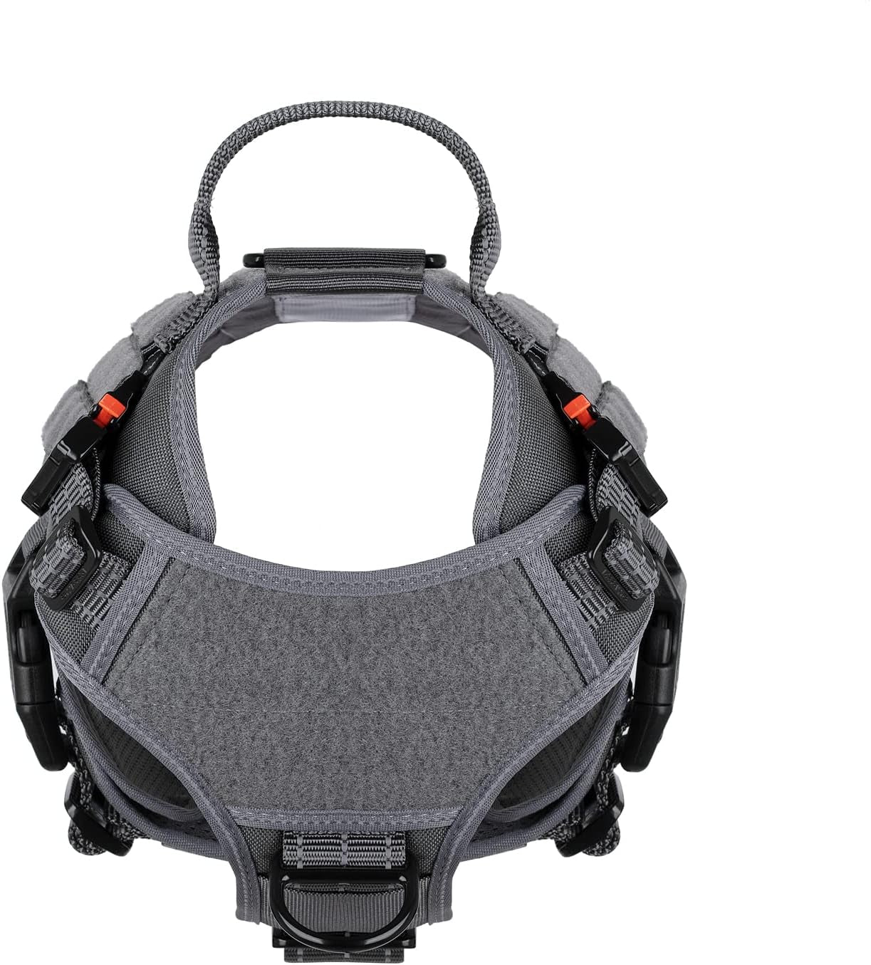 Tactical Dog Harness – Medium, 2X Metal Buckles, MOLLE Vest with Handle, No-Pull Front Clip, Adjustable Working Dog Vest