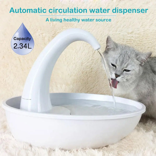 Automatic Swan-Shaped Pet Water Fountain – 2.34L Electric Drinking Dispenser