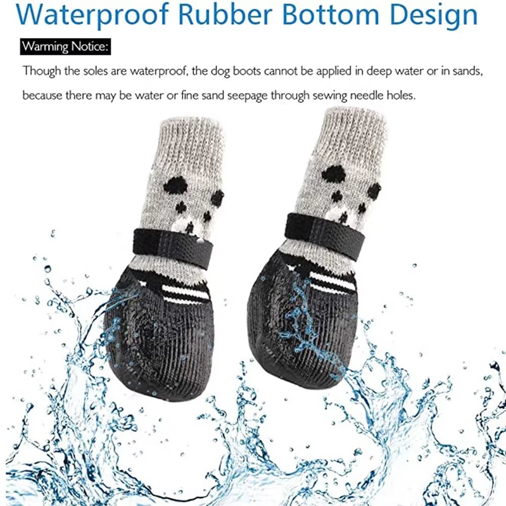 4Pcs Waterproof Winter Pet Shoes – Anti-Slip & Warm Dog/Cat Boots