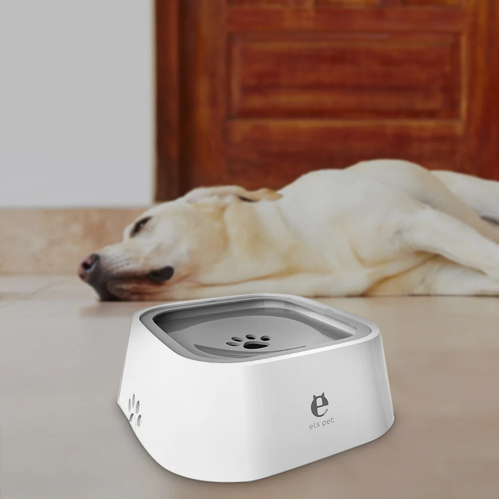 1.5L No-Spill Floating Pet Water Bowl – Anti-Wet Mouth & Slow Feeder
