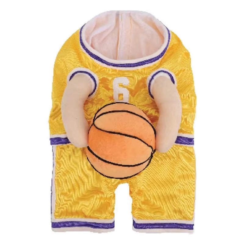 Dog Basketball Player Costume with Ball – Funny Pet T-Shirt Outfit