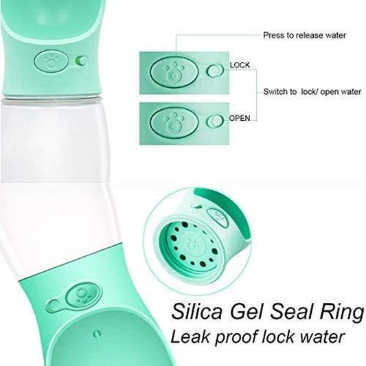 Dog Water Bottle – 12oz Leak-Proof Portable Pet Water Dispenser with 2.76" Wide Trough, BPA-Free Travel Bottle for Walking, Hiking & Outdoor Use (Blue)