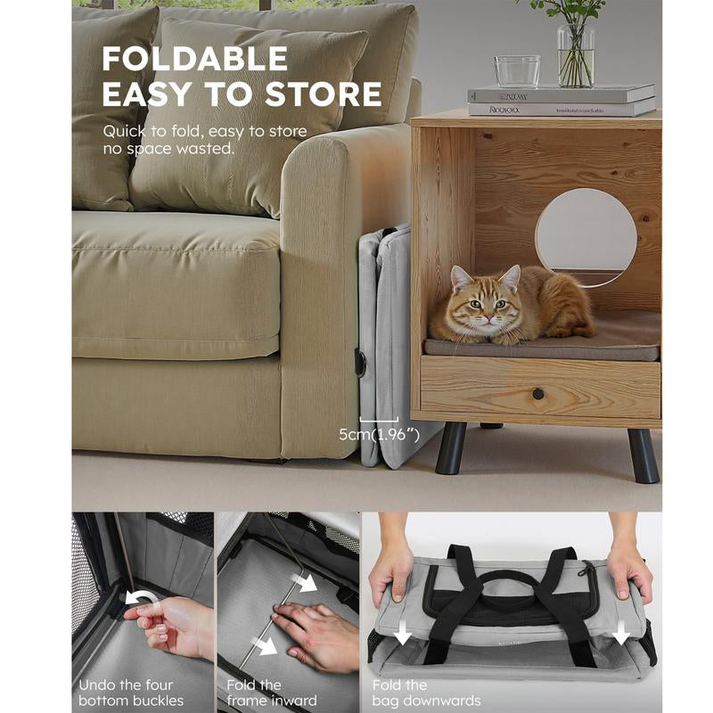 Pecute Cat Carrier Bag – Stable & Portable Pet Carrier with Breathable Design and Hidden Partition (16.9" x 11" x 11")
