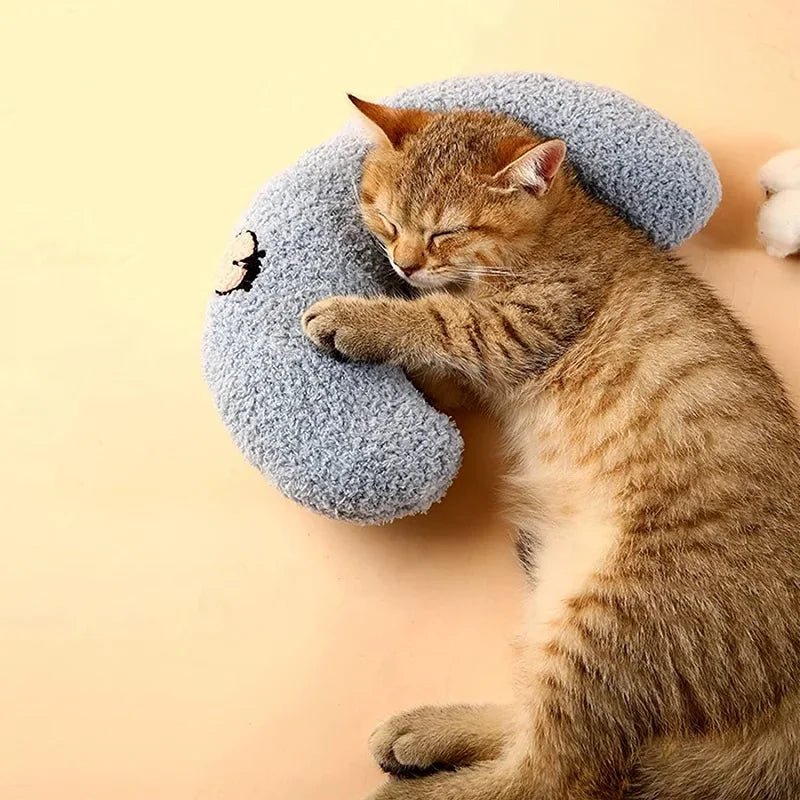 U-Shaped Pet Pillow – Soft Neck & Headrest for Cats and Small Dogs