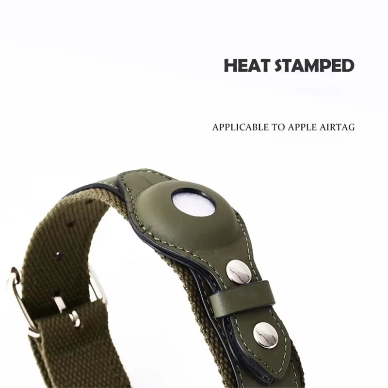 Luxury Leather Dog Collar with AirTag Holder – Adjustable & Anti-Lost
