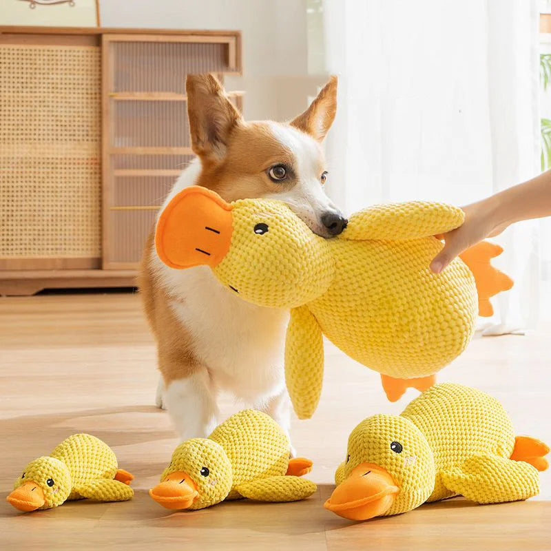 Plush Duck Dog Toy – Bite-Resistant with Squeaker, S/M/L Sizes
