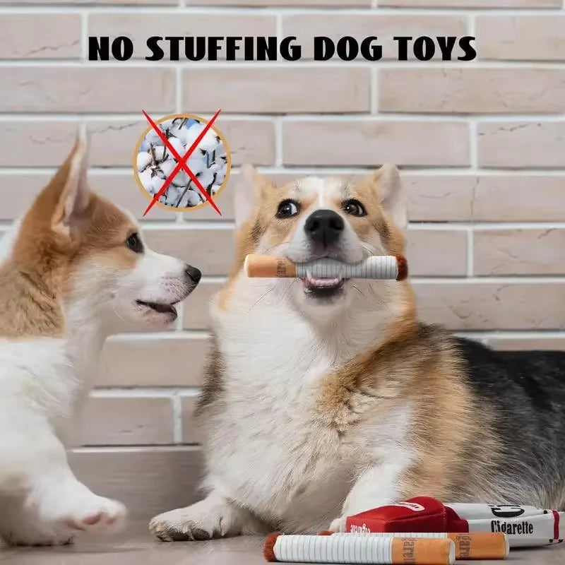 Creative Cigarette Interactive Dog Toy – Funny Plush Squeaky Chew Toy for Teeth Cleaning & Stress Relief