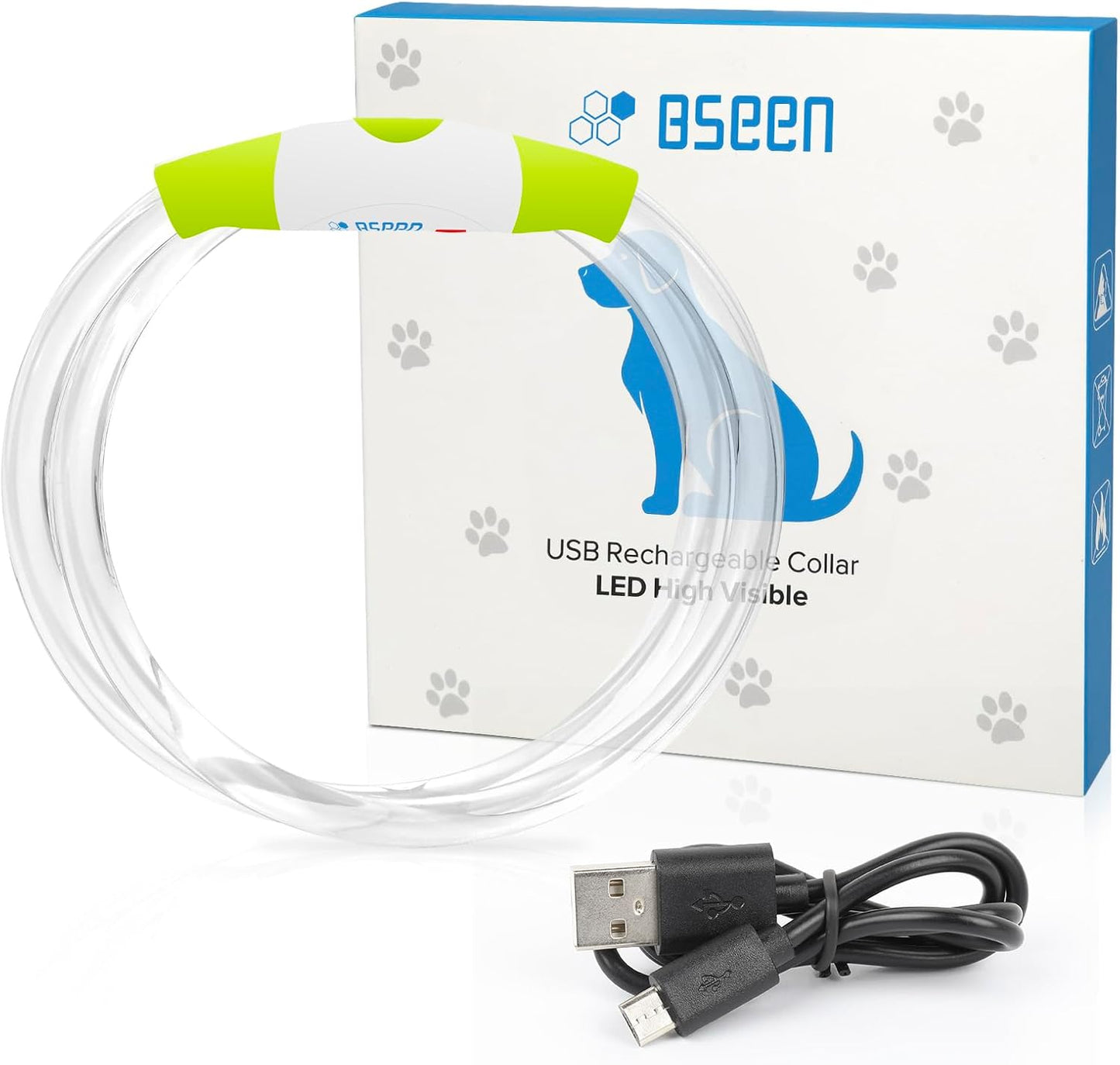 LED Dog Collar – USB Rechargeable Light-Up Safety Necklace for Small, Medium & Large Dogs – Adjustable, 3 Modes, 360° Visibility (Green)