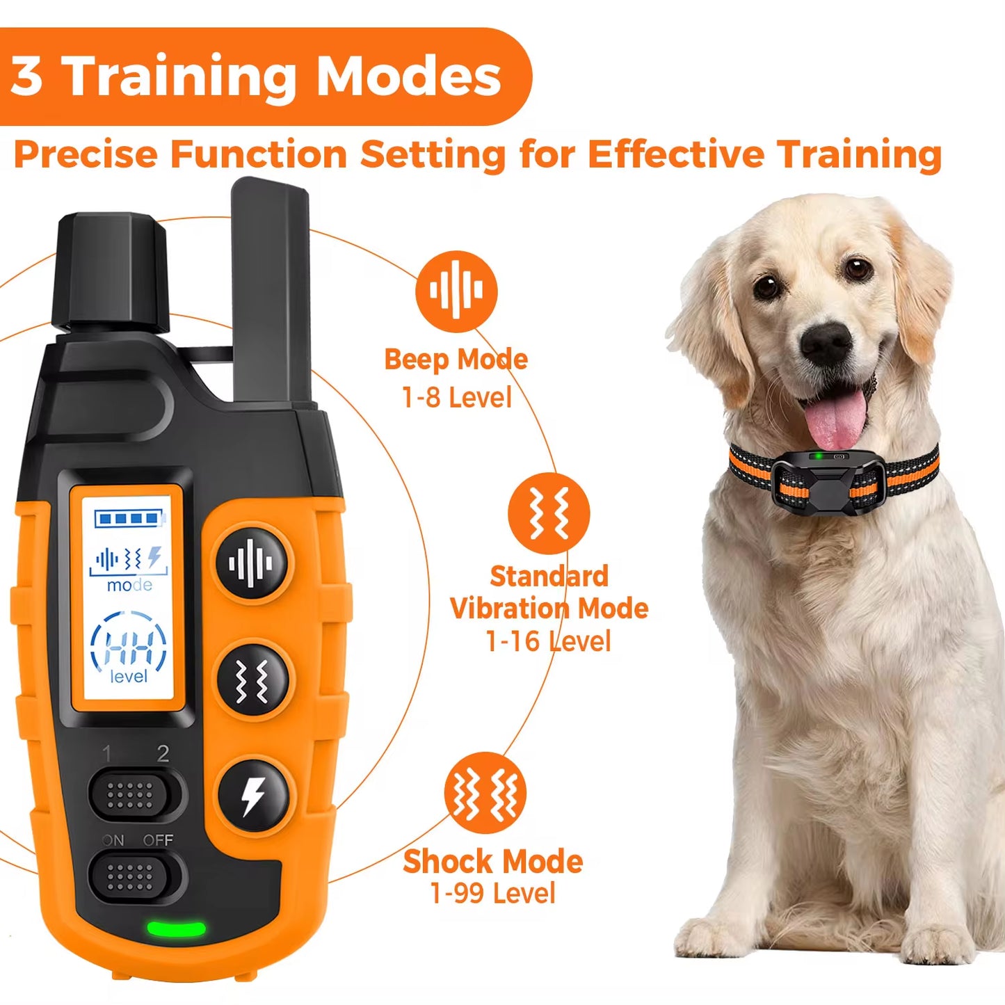 Waterproof Electric Dog Training Collar – 3300Ft Remote, Shock & Vibration
