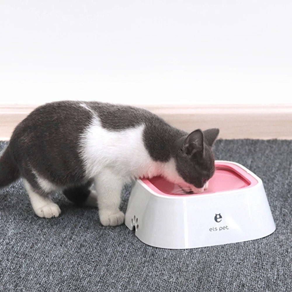 1.5L No-Spill Floating Pet Water Bowl – Anti-Wet Mouth & Slow Feeder
