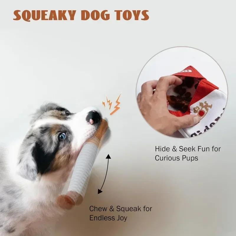 Fun Plush Interactive Cigarette Dog Toy - Chew-Friendly, Giggle Gift Box for Playful Dogs!