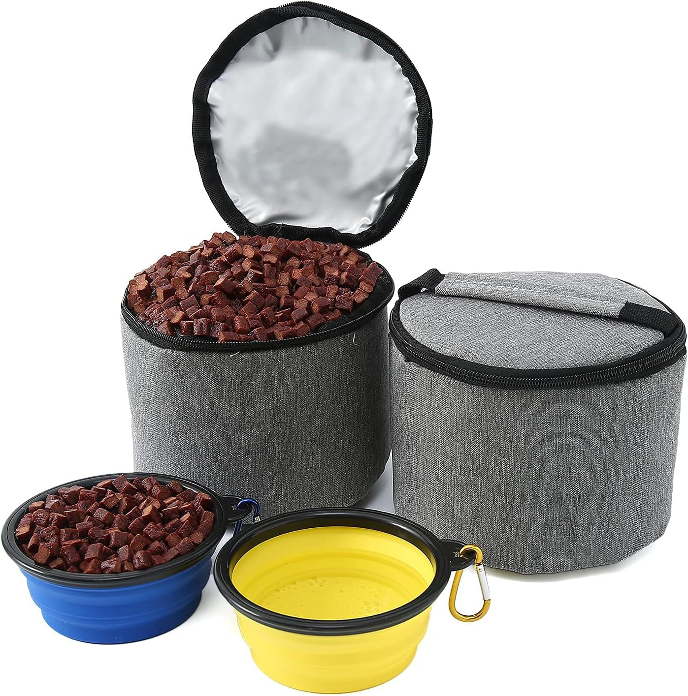 Dog Travel Bag – Airline Approved with Food Containers & Collapsible Bowls (Grey)