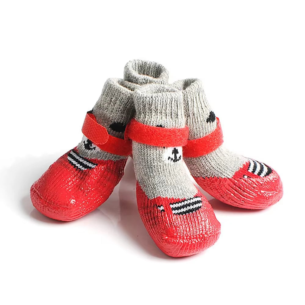 4Pcs Waterproof Winter Pet Shoes – Anti-Slip & Warm Dog/Cat Boots