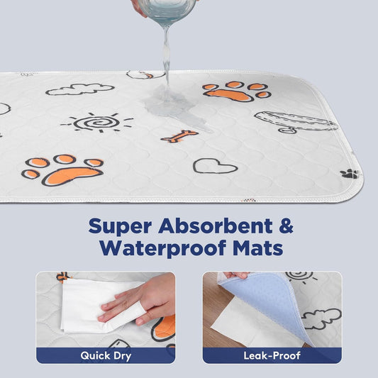 Washable Reusable Dog Pee Pads – 2 Pack Large 36"x41" Waterproof Training Pads with Anti-Slip Bottom, Super Absorbent, Machine Washable