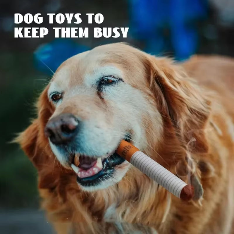 Creative Cigarette Interactive Dog Toy – Funny Plush Squeaky Chew Toy for Teeth Cleaning & Stress Relief