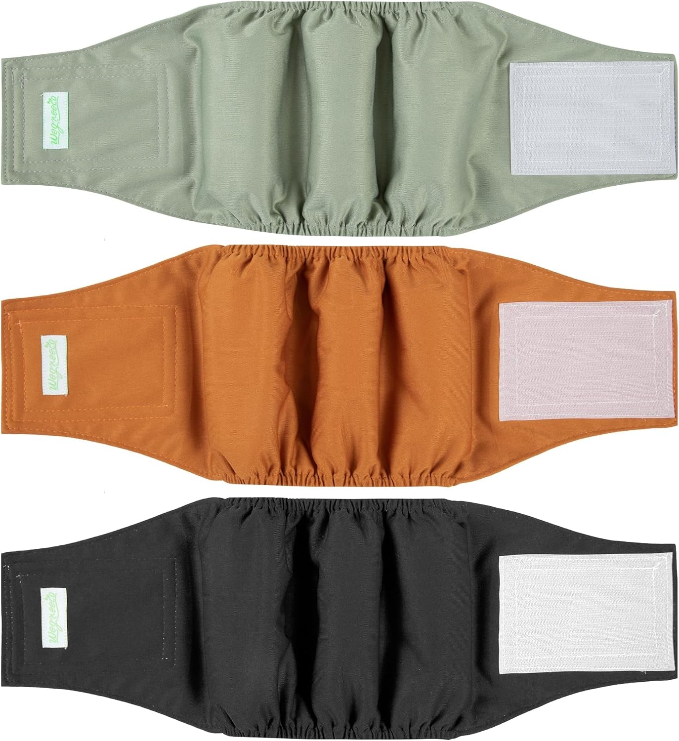 Wegreeco Washable Male Dog Diapers – 3 Pack Belly Bands for Small Dogs (11"-14" Waist) – Leak-Proof & Reusable Wraps