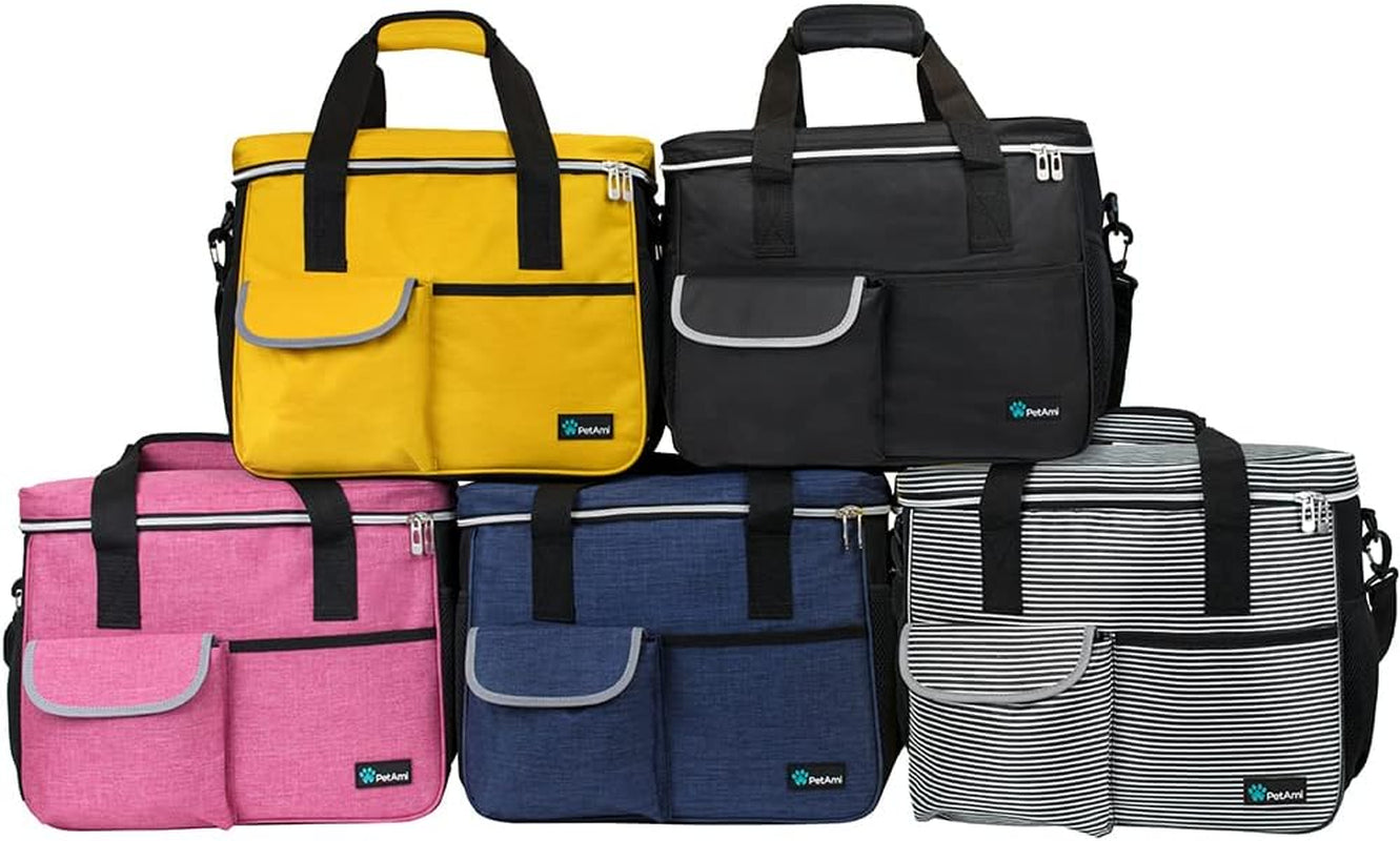 Dog Travel Bag – Airline Approved Pet Organizer with 2 Food Containers & 2 Collapsible Bowls, Large Capacity for Camping, Hiking & Weekend Trips (Yellow, Medium)