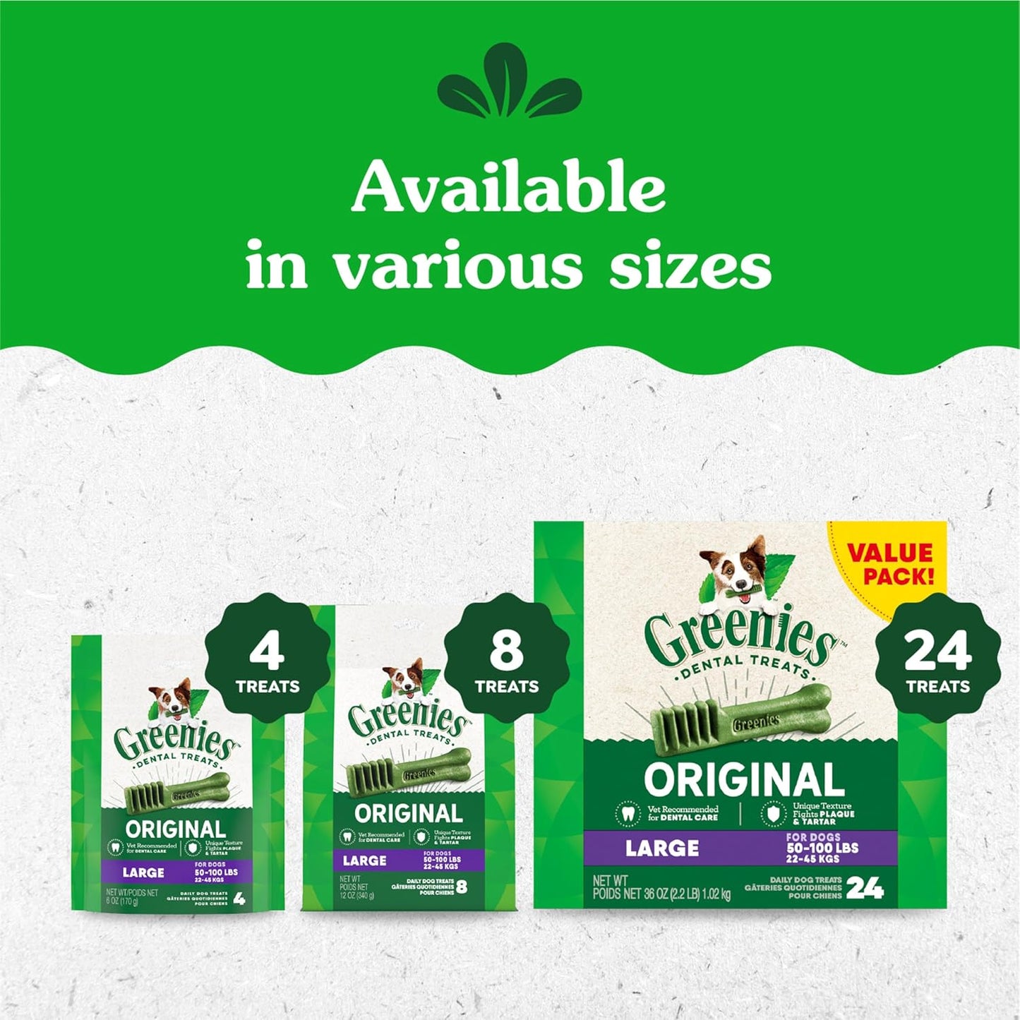 Greenies Original Large Dental Dog Treats – 54 oz Pack (34 Chews) – VOHC Approved Oral Care