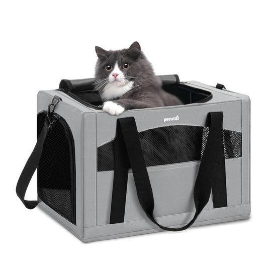 Pecute Cat Carrier Bag – Stable & Portable Pet Carrier with Breathable Design and Hidden Partition (16.9" x 11" x 11")