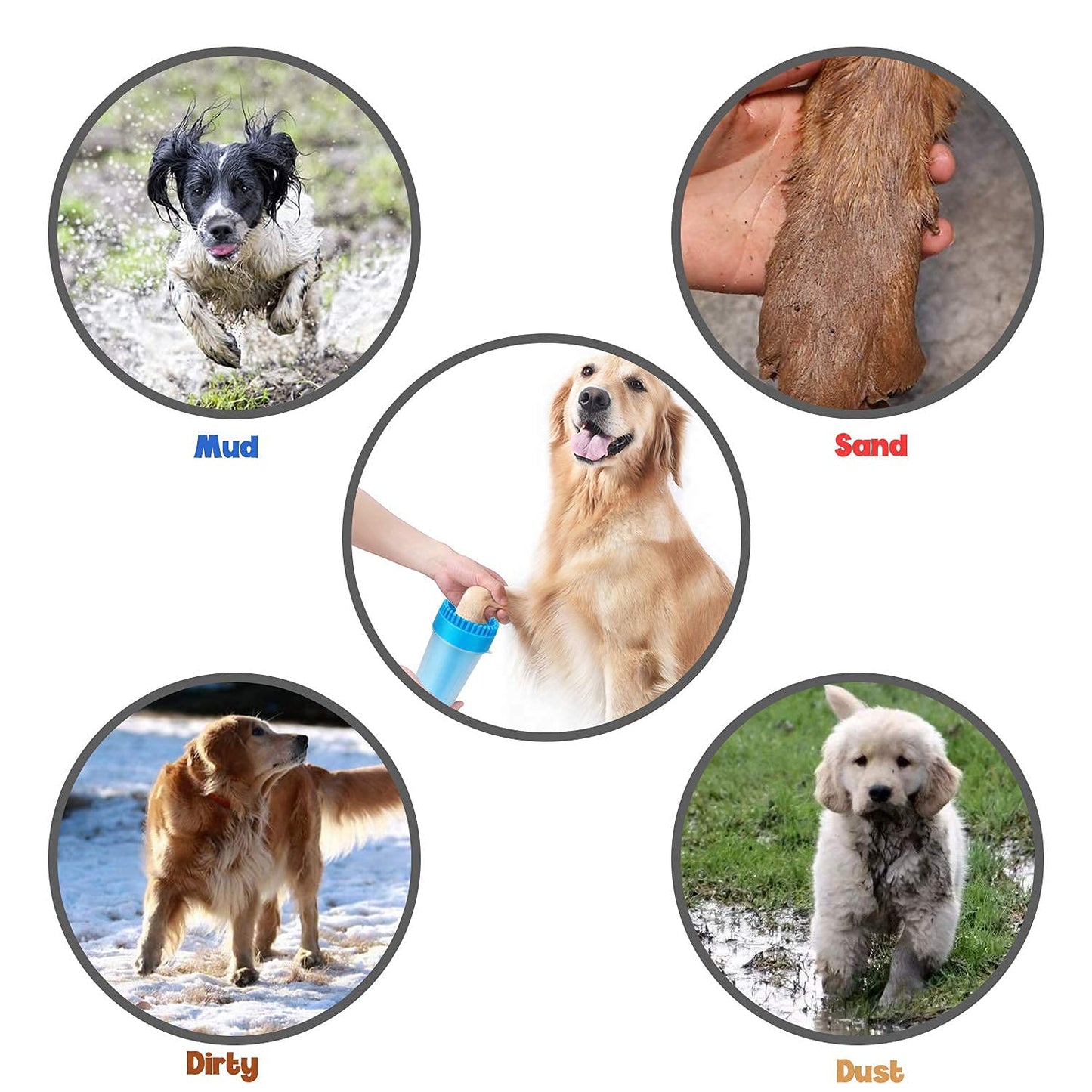 2-in-1 Portable Dog Paw Cleaner & Grooming Brush – Soft Silicone Pet Foot Washer Cup for Muddy Paws – Large Size for Dogs