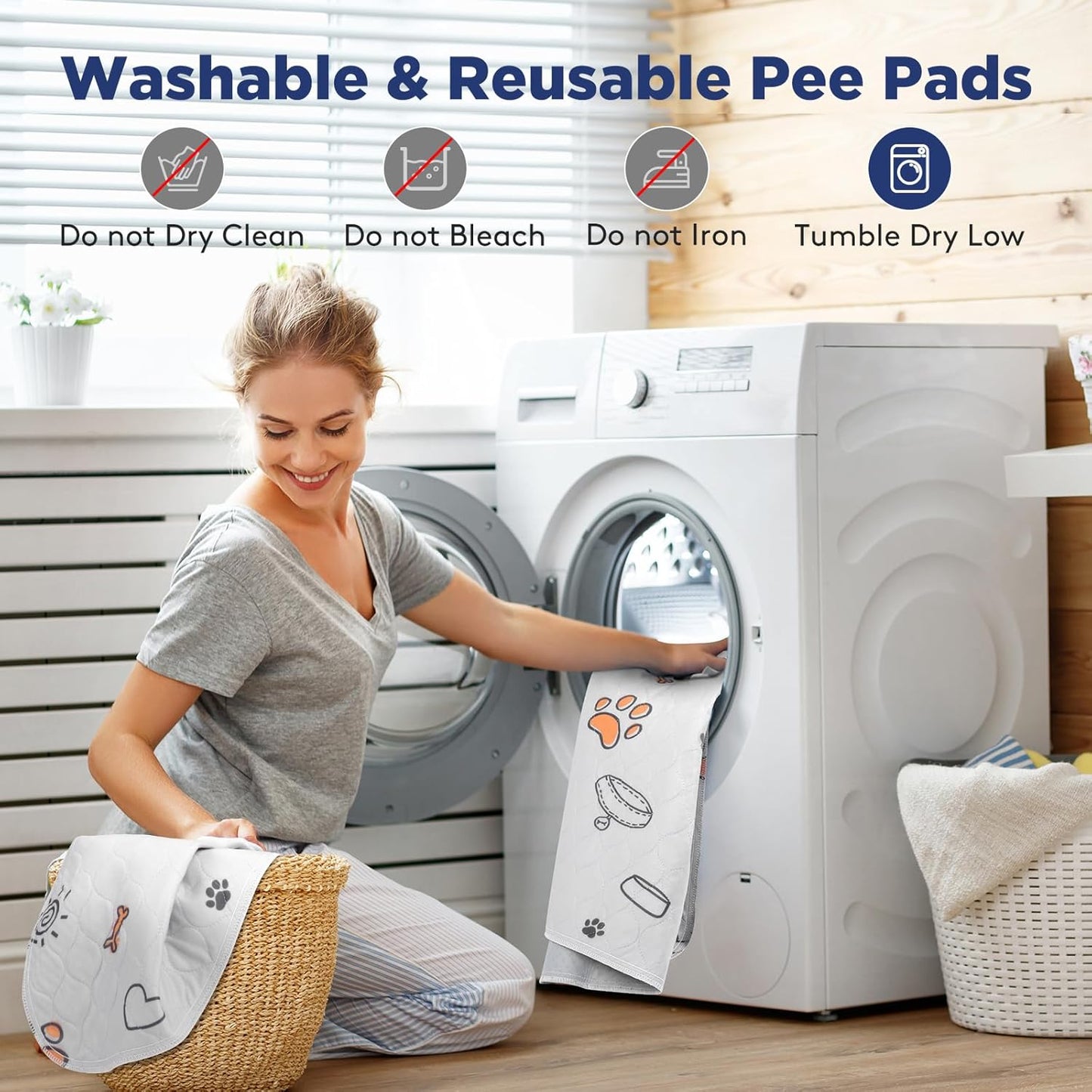 Washable Reusable Dog Pee Pads – 2 Pack Large 36"x41" Waterproof Training Pads with Anti-Slip Bottom, Super Absorbent, Machine Washable
