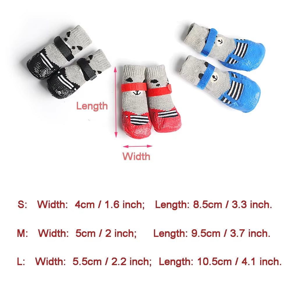 4Pcs Waterproof Winter Pet Shoes – Anti-Slip & Warm Dog/Cat Boots