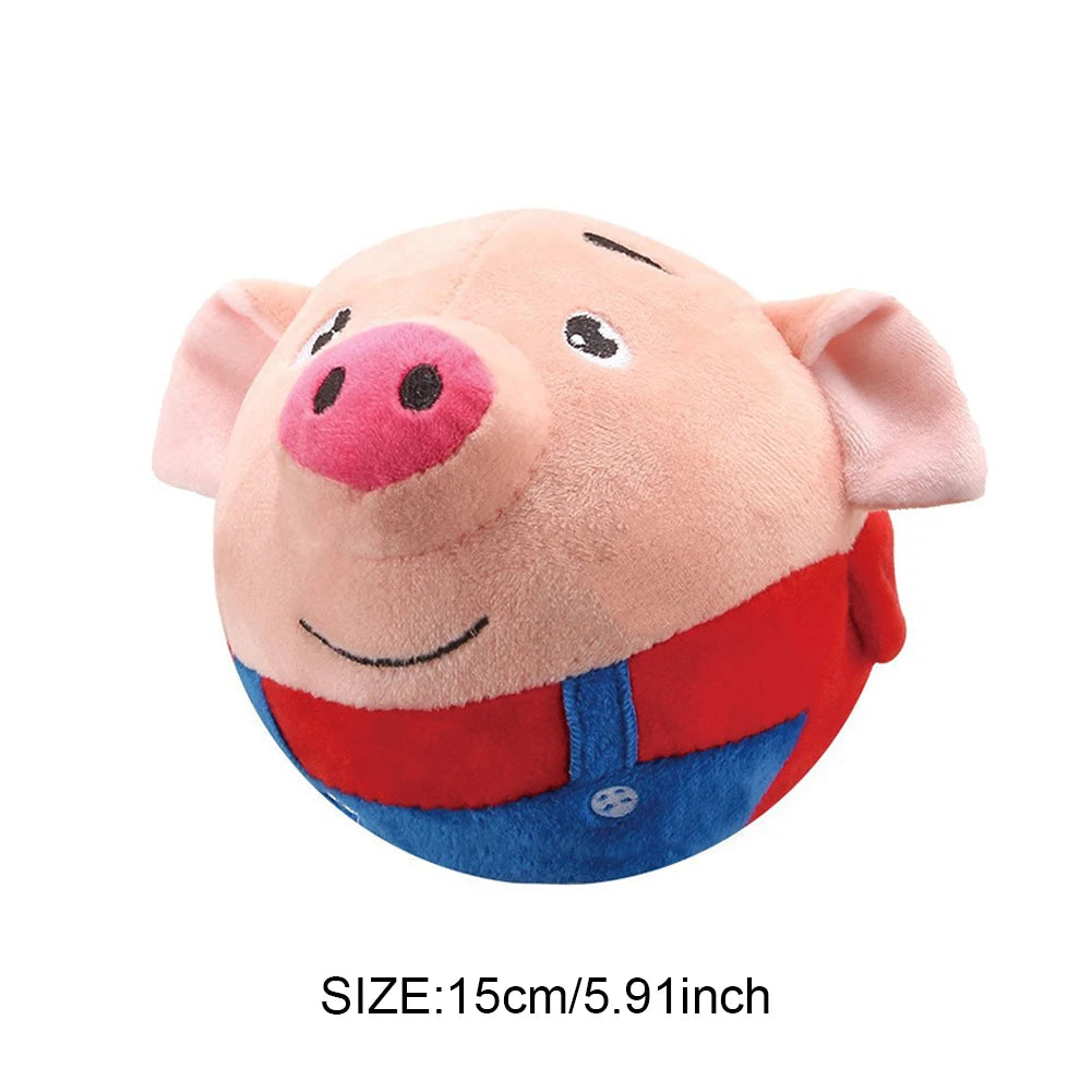 Interactive Plush Dog Toy – Self-Moving Bouncing Ball with Sound & Bite-Resistant Design