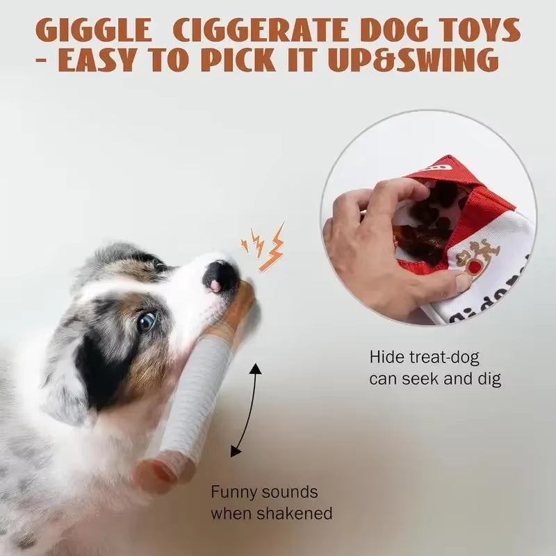 Creative Cigarette Interactive Dog Toy – Funny Plush Squeaky Chew Toy for Teeth Cleaning & Stress Relief
