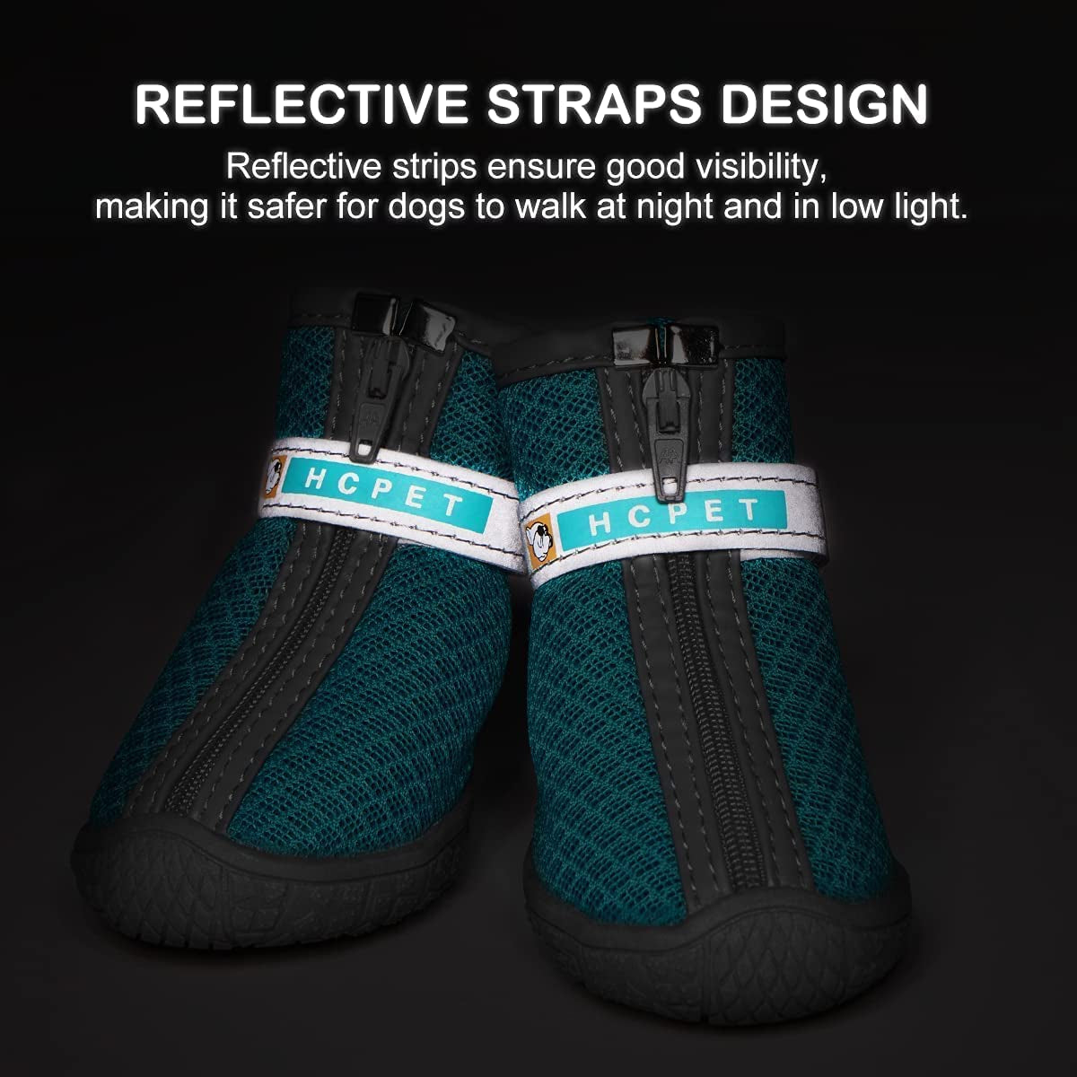 Dog Hiking Boots – Paw Protector with Anti-Slip Sole, Breathable, Adjustable (Blue, Size 4, 4-Pack)