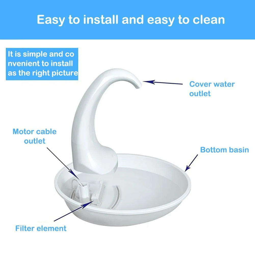 Automatic Swan-Shaped Pet Water Fountain – 2.34L Electric Drinking Dispenser